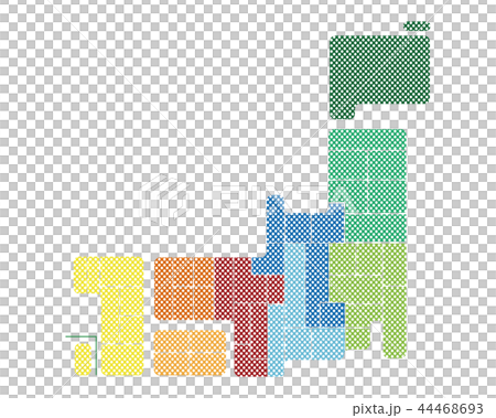 ８つに色分けした日本地図 44468693