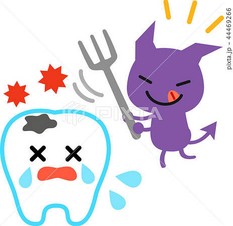 虫歯と虫歯菌のキャラクターのイラスト素材