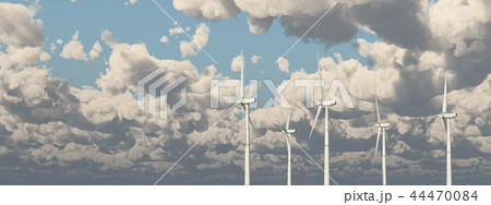 Wind turbines against a cloudy sky Wind turbines against a cloudy sky 44470084