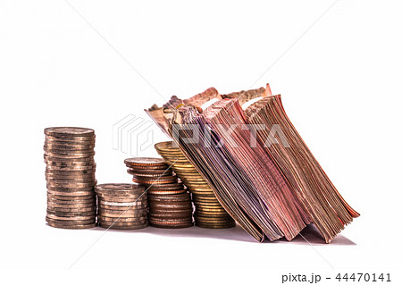 paper money of different types in white background 44470141