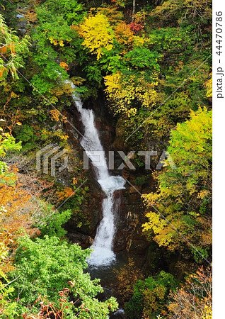 秋山郷 紅葉と蛇淵の滝 秋山郷 紅葉と蛇淵の滝 44470786