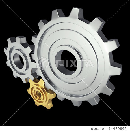 Two Big Gears Wheels with Gold One Two Big Gears Wheels with Gold One 44470892