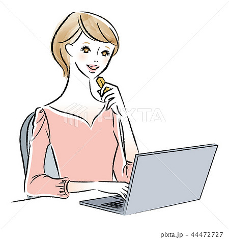 仕事中に間食を摂る女性のイラストのイラスト素材