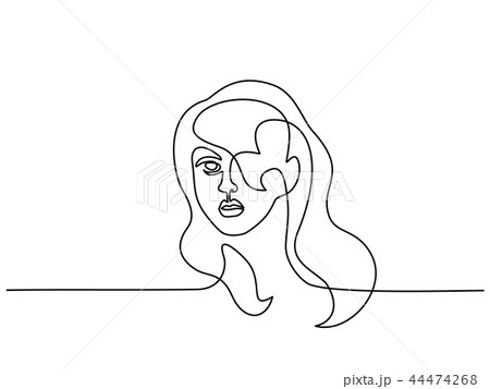Abstract portrait of young woman Continuous line 44474268