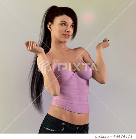 Pretty woman with ponytail hairstyle 44474573