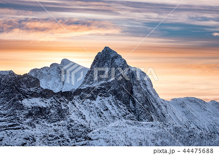 Snow steep peak with colorful sky Snow steep peak with colorful sky 44475688