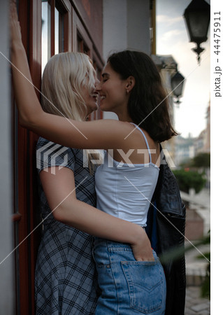 happy positive attractive lesbian couple happy positive attractive lesbian couple 44475911