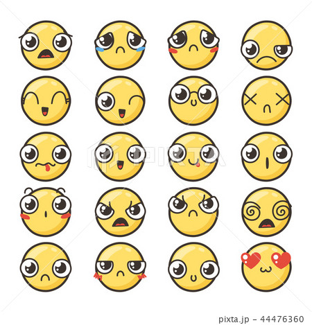 Set of cute lovely kawaii emoticon. 44476360