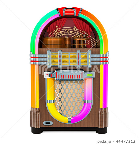 Vintage jukebox front view, 3D rendering Vintage jukebox front view, 3D rendering 44477312