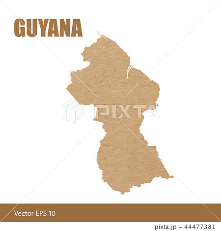 Detailed map of Guyana cut out of craft paper 44477381