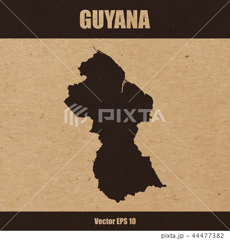 Detailed map of Guyana on craft paper 44477382