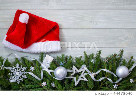 Christmas flat lay decor on wood Christmas flat lay decor on wood 44478040