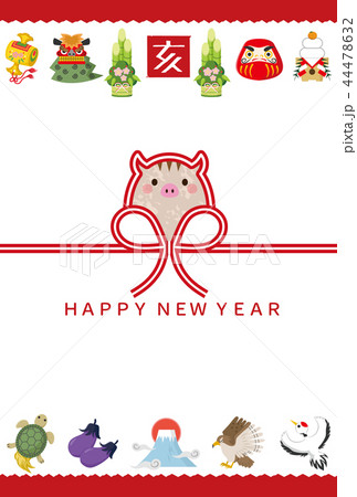 2019年 亥 年賀状 2019年 亥 年賀状 44478632