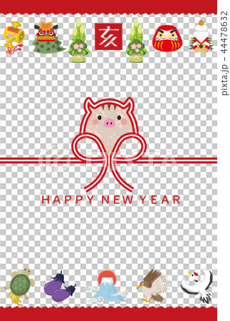 2019年 亥 年賀状 2019年 亥 年賀状 44478632