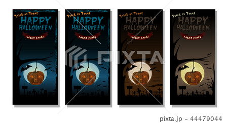 Happy Halloween design. Full moon over cemetery 44479044