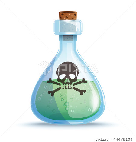 Glass bottle with green liquid. Vector icon Glass bottle with green liquid. Vector icon 44479104