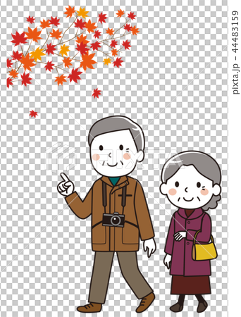 Senior couple go out travel autumn Senior couple go out travel autumn 44483159