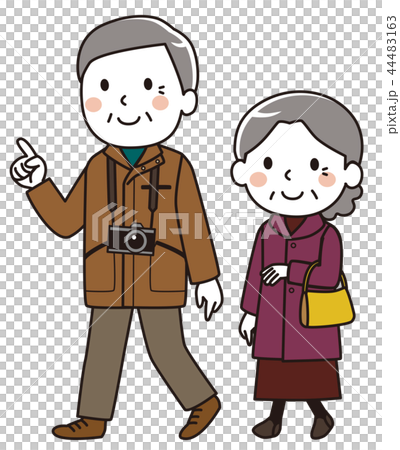 Senior couple go out travel autumn winter Senior couple go out travel autumn winter 44483163