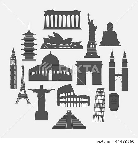 Travel landmarks icon set Travel landmarks icon set 44483960