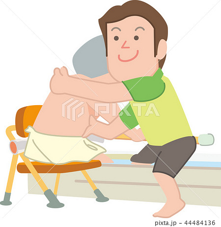 介護ヘルパー入浴手伝いのイラスト素材