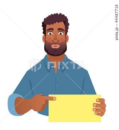 African man holding blank card 44487716