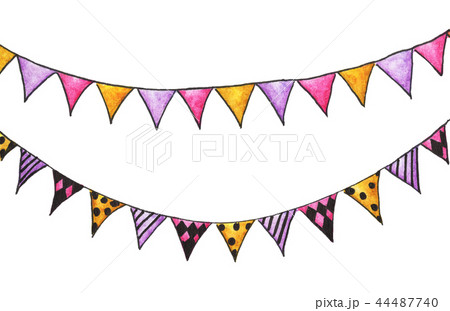 Colorful party bunting flag watercolor drawing  44487740