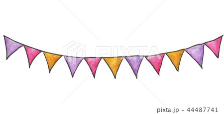 Colorful party bunting flag watercolor drawing  44487741