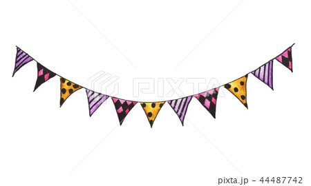 Colorful party bunting flag watercolor drawing  44487742