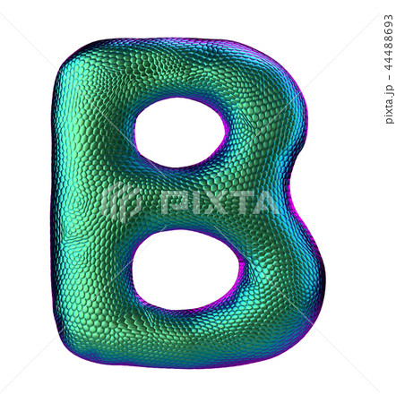 Letter B made of natural green snake skin texture isolated on white. 44488693