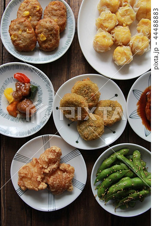 小皿に乗せて並べたお弁当用の色々なおかず 小皿に乗せて並べたお弁当用の色々なおかず 44488883