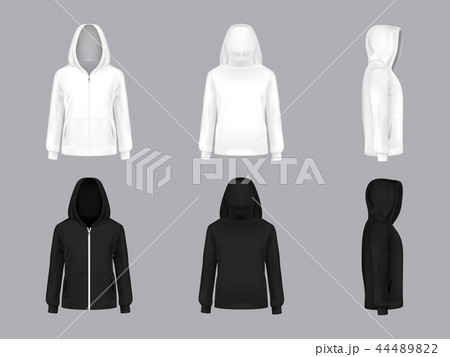 Realistic White And Black Hoodie Modelsのイラスト素材 4442