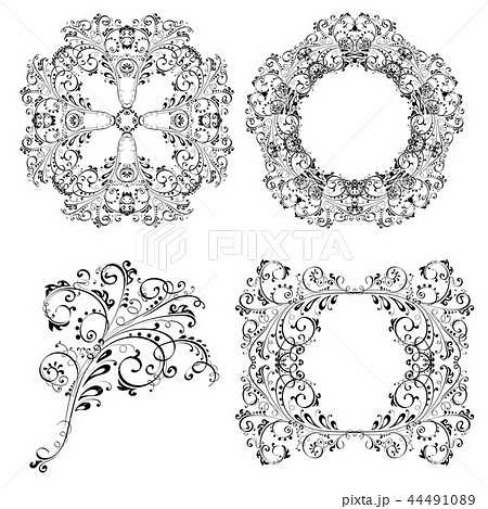 Floral ornamental decorations. Collection Floral ornamental decorations. Collection 44491089
