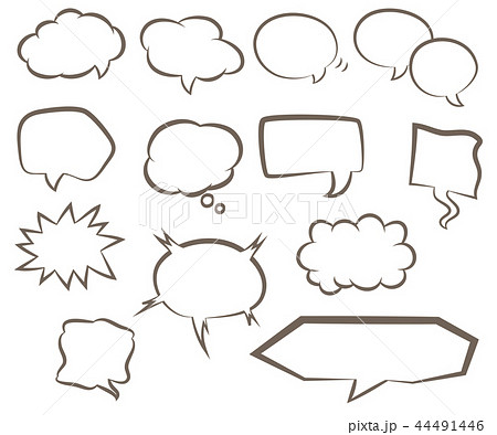 吹き出しセット 線画のイラスト素材