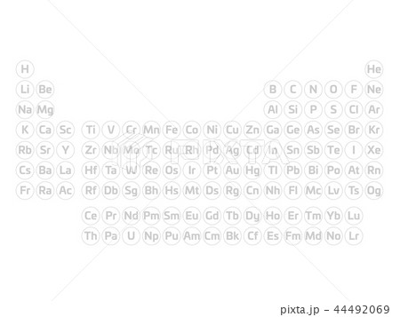 Periodic table of elements. Simple table with symbols of chemical elements. Black outline vector 44492069