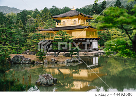 Japanese golden temple located in pond in Kyoto 44492080