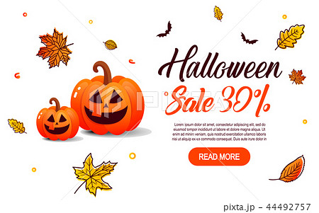 Happy Halloween calligraphy with pumpkins.  44492757