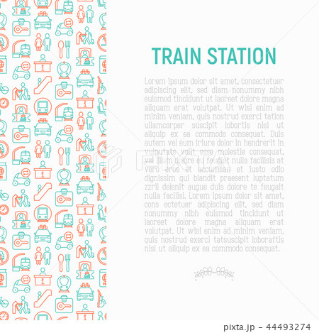 Train station concept with thin line icons 44493274