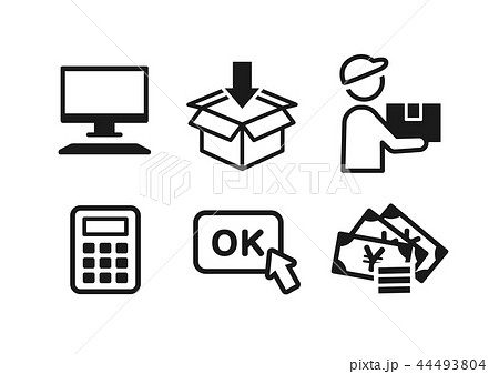 ネット買取サービスの流れのイラスト素材 ネット買取サービスの流れのイラスト素材