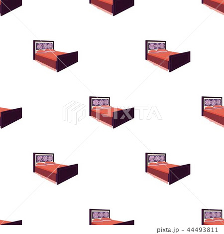 A bed with backs, pillows and a coverlet. Beds single icon in cartoon style vector symbol stock 44493811