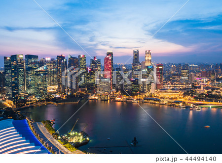 シンガポール マリーナ・ベイ 夕景 シンガポール マリーナ・ベイ 夕景 44494140