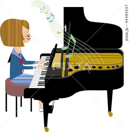 ピアノを弾く女子学生のイラスト素材