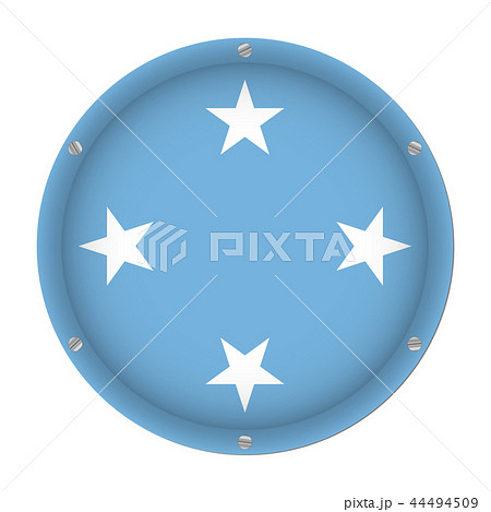 round metallic flag of Micronesia with screws round metallic flag of Micronesia with screws 44494509