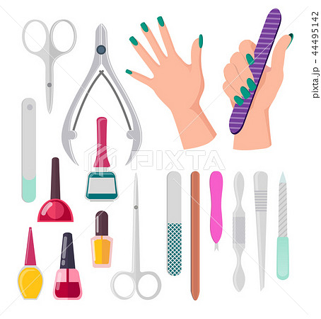 Hands and Manicure Instruments Vector Illustration Hands and Manicure Instruments Vector Illustration 44495142