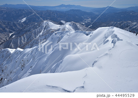 雪山 谷川岳山頂より西黒尾根、マチガ沢上部を見る 雪山 谷川岳山頂より西黒尾根、マチガ沢上部を見る 44495529