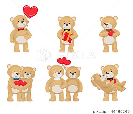 I Love You and Me Teddy Bears Vector 44496249