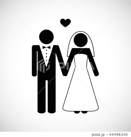 wedding couple pictogram on white background wedding couple pictogram on white background 44496340