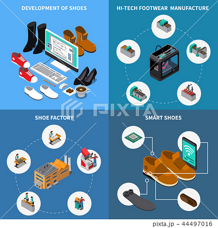 Footwear Factory Concept Icons Set 44497016