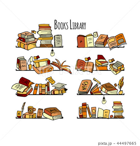 Book shelves, sketch for your design 44497665