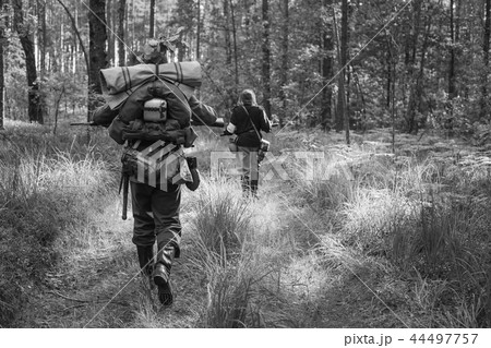 Re-enactors Dressed As German Infantry Soldiers In World War II Re-enactors Dressed As German Infantry Soldiers In World War II 44497757