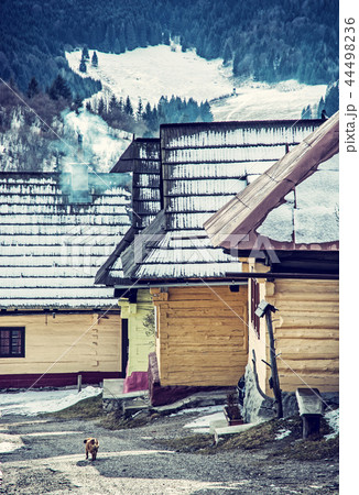 Wooden houses in Vlkolinec village, Slovakia Wooden houses in Vlkolinec village, Slovakia 44498236